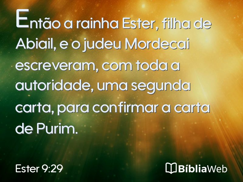 Ester 9:29 em imagem para compartilhar