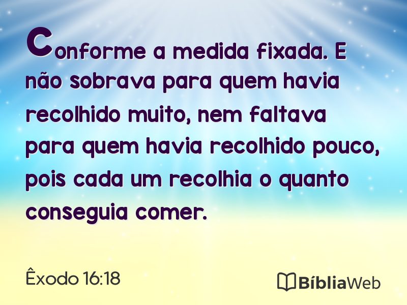 Êxodo 16:18 em imagem para compartilhar