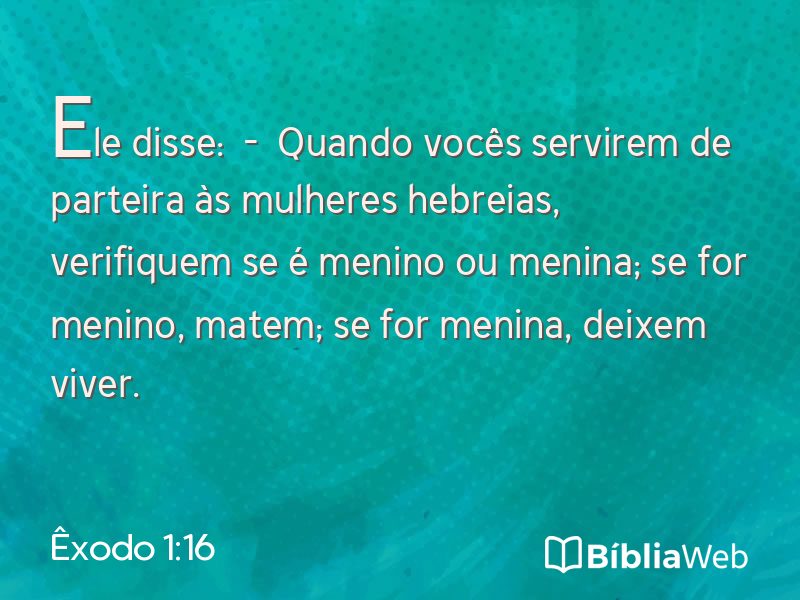 Êxodo 1:16 em imagem para compartilhar