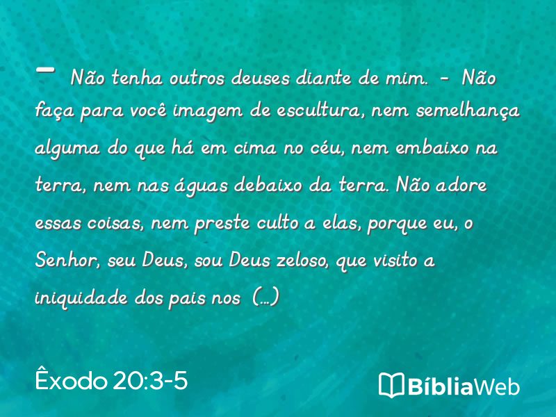 Êxodo 20:3-5 em imagem para compartilhar