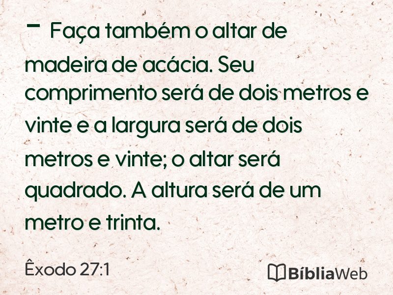 Êxodo 27:1 em imagem para compartilhar