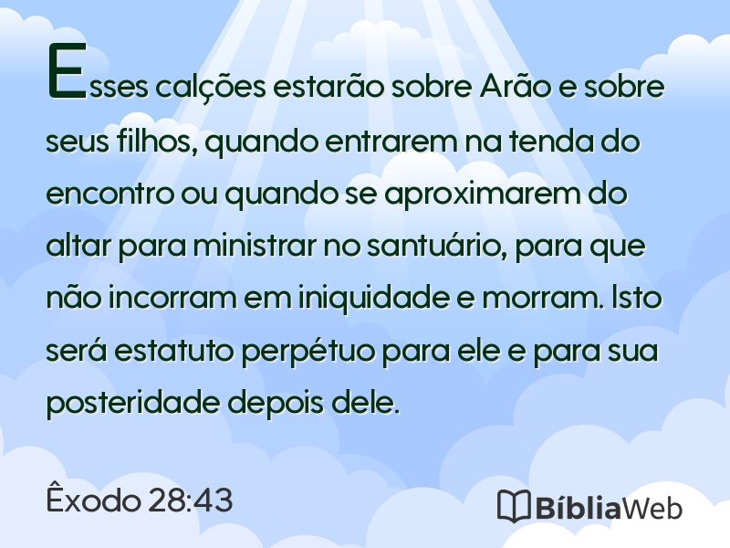 Êxodo 28:43 em imagem para compartilhar