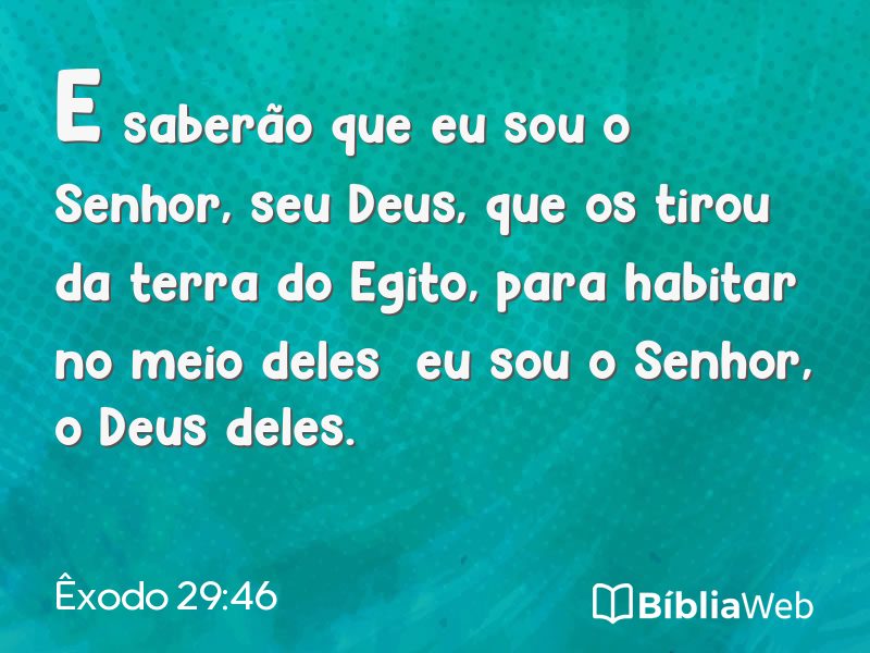 Êxodo 29:46 em imagem para compartilhar