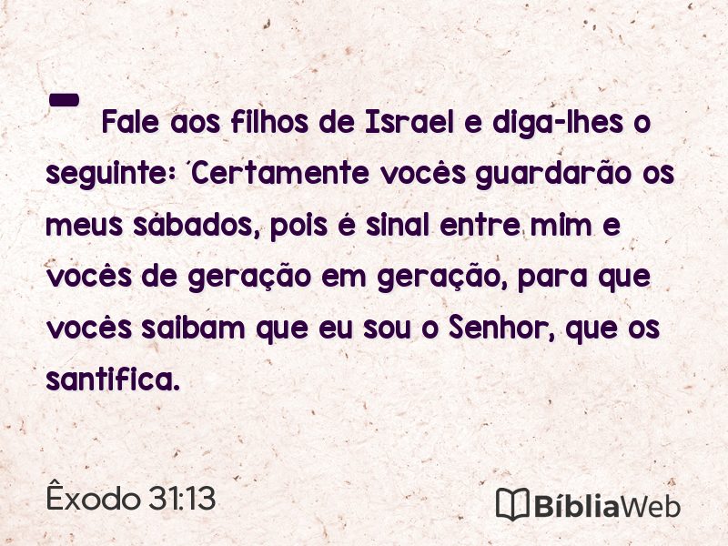 Êxodo 31:13 em imagem para compartilhar