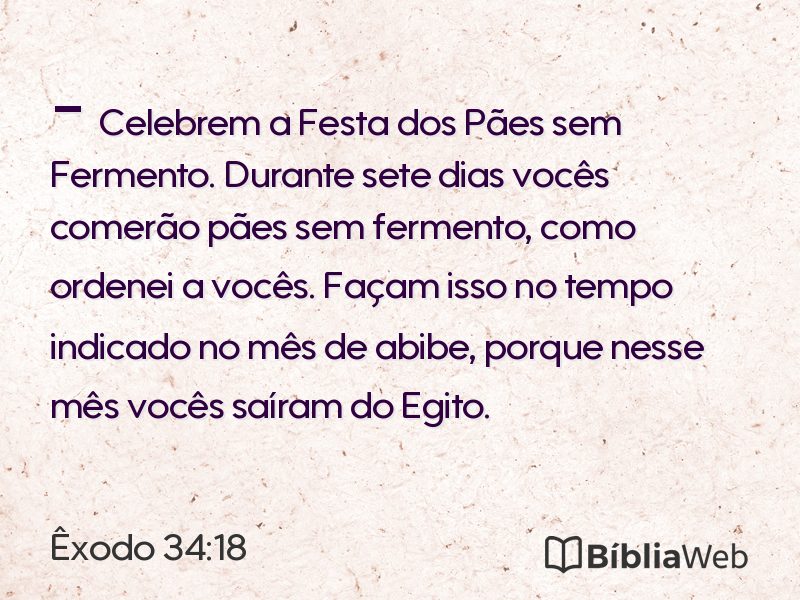 Êxodo 34:18 em imagem para compartilhar