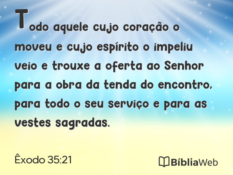 Êxodo 35:21 em imagem para compartilhar