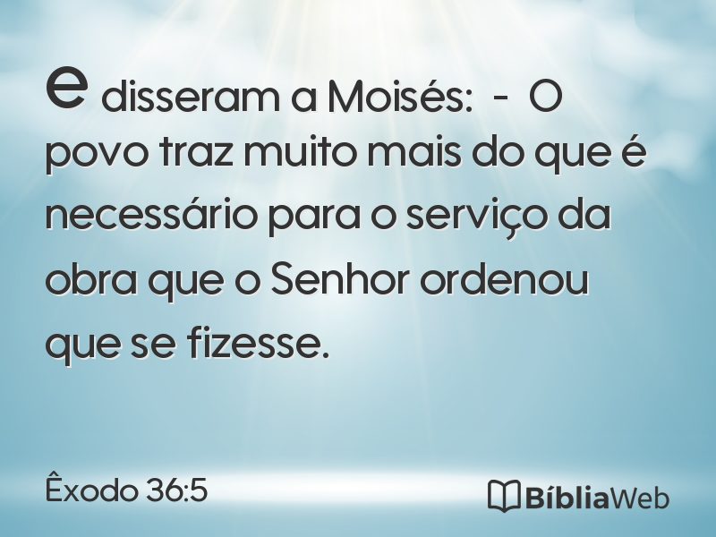 Êxodo 36:5 em imagem para compartilhar