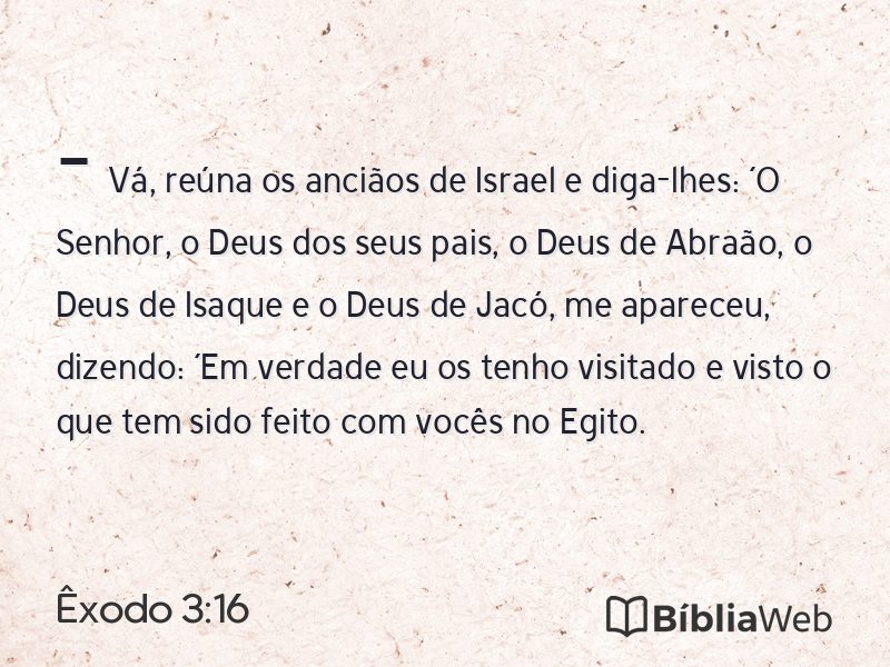 Êxodo 3:16 em imagem para compartilhar