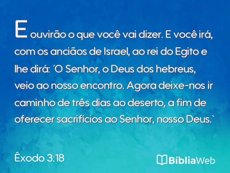 Êxodo 3:18 em imagem para compartilhar