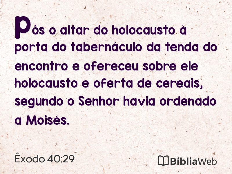 Êxodo 40:29 em imagem para compartilhar