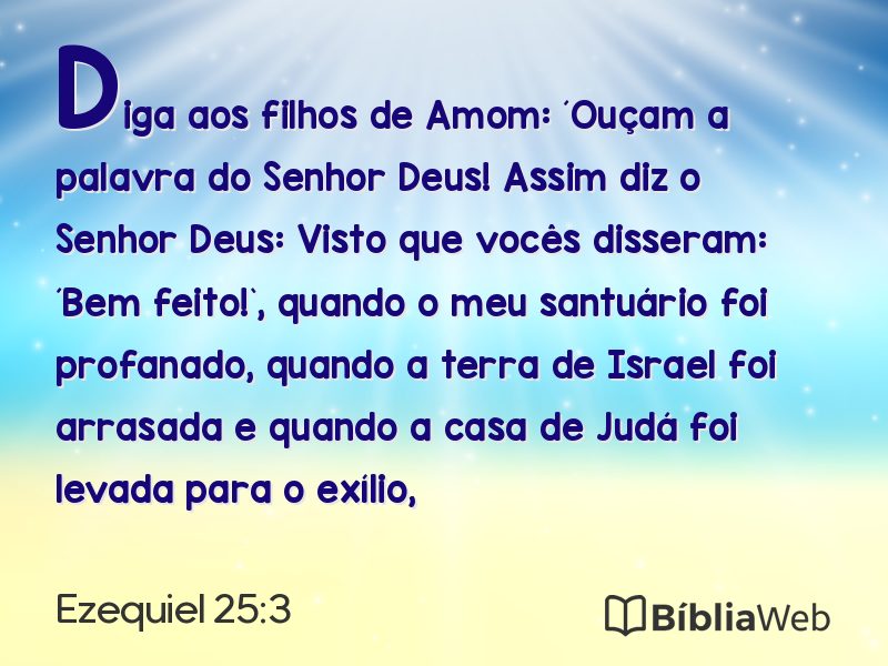 Ezequiel 25:3 em imagem para compartilhar