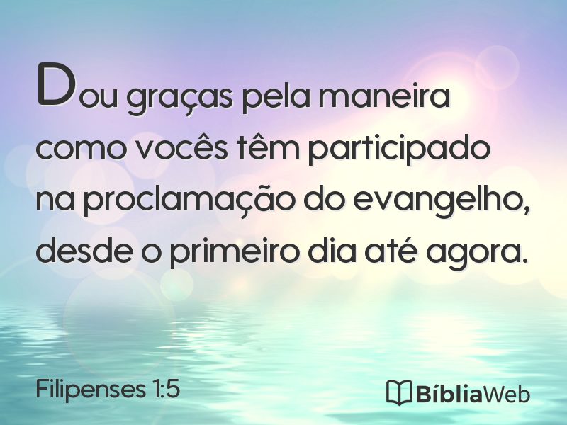 Filipenses 1:5 em imagem para compartilhar