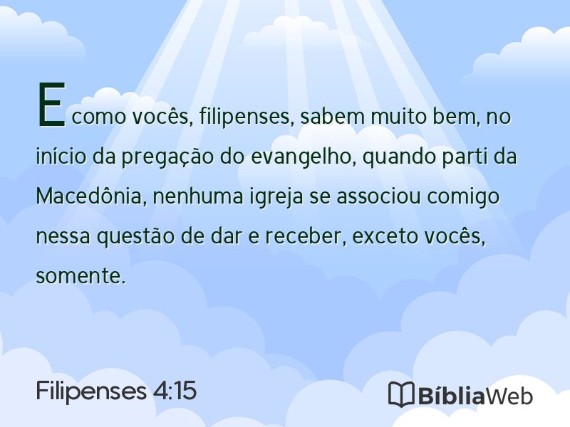 Filipenses 4:15 em imagem para compartilhar