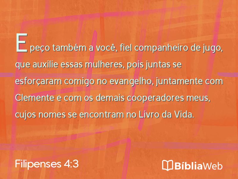 Filipenses 4:3 em imagem para compartilhar