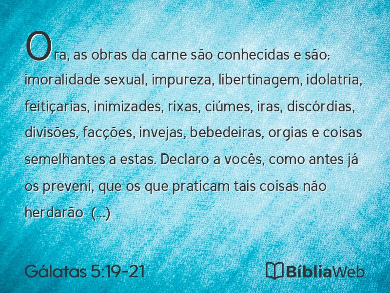 Gálatas 5:19-21 em imagem para compartilhar