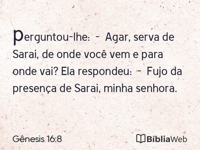 Gênesis 16:8 em imagem para compartilhar