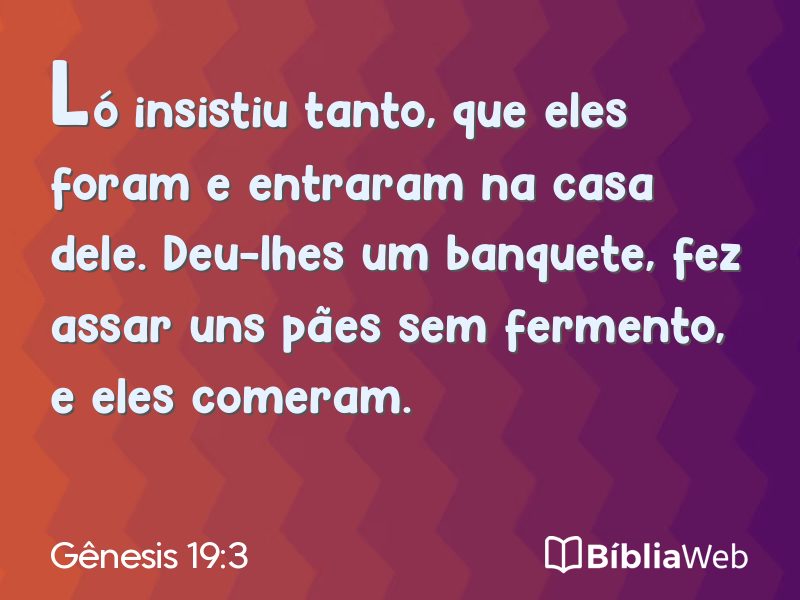 Gênesis 19:3 em imagem para compartilhar