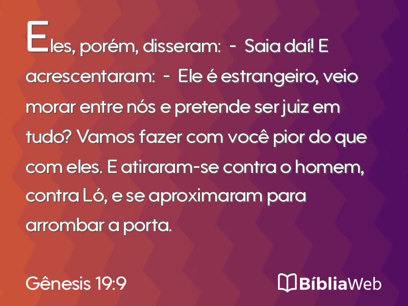 Gênesis 19:9 em imagem para compartilhar