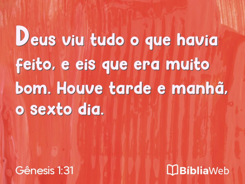 Gênesis 1:31 em imagem para compartilhar
