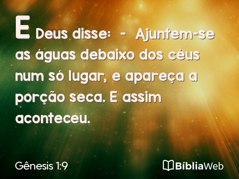 Gênesis 1:9 em imagem para compartilhar