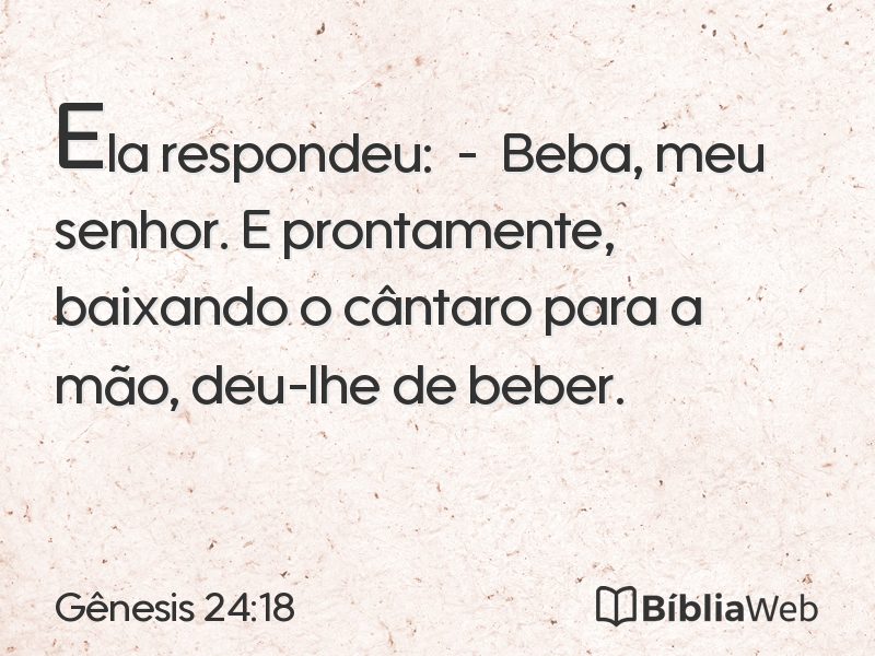 Gênesis 24:18 em imagem para compartilhar