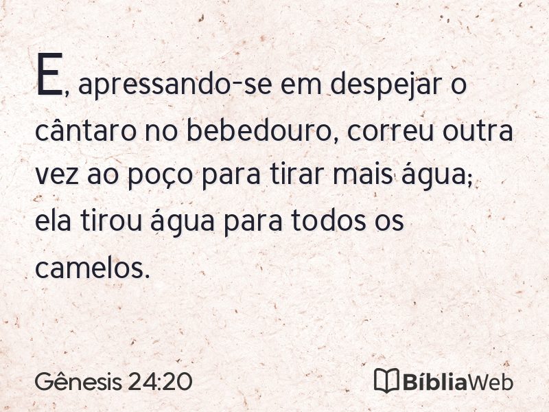 Gênesis 24:20 em imagem para compartilhar