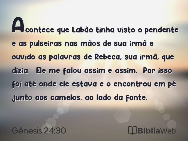 Gênesis 24:30 em imagem para compartilhar