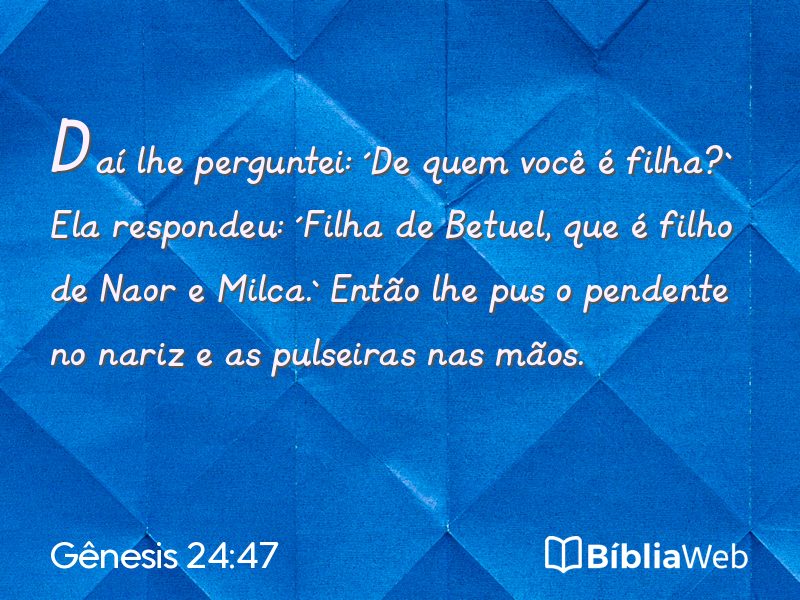 Gênesis 24:47 em imagem para compartilhar