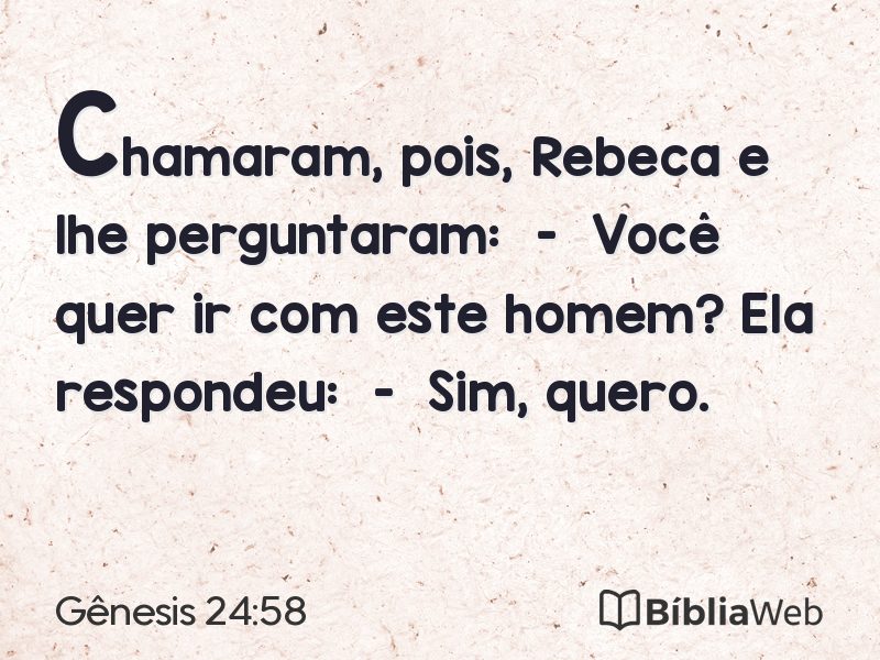 Gênesis 24:58 em imagem para compartilhar