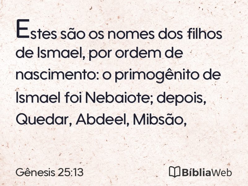 Gênesis 25:13 em imagem para compartilhar