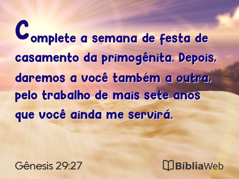 Gênesis 29:27 em imagem para compartilhar