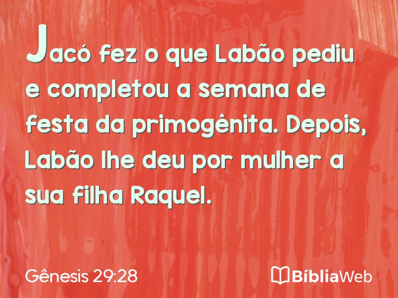 Gênesis 29:28 em imagem para compartilhar