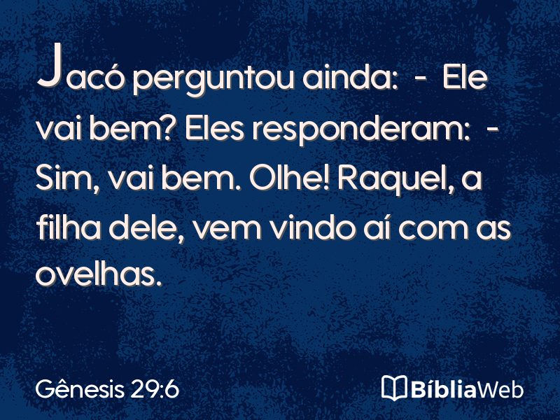 Gênesis 29:6 em imagem para compartilhar