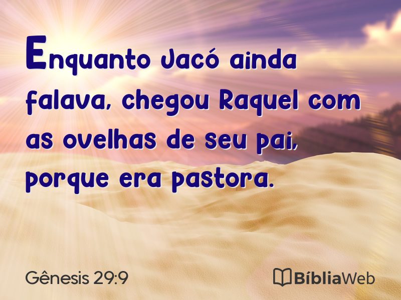 Gênesis 29:9 em imagem para compartilhar