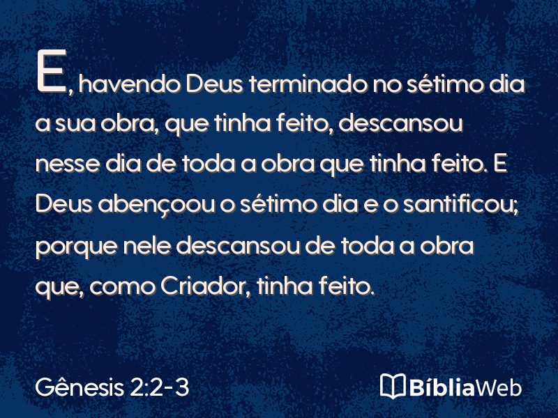 Gênesis 2:2-3 em imagem para compartilhar
