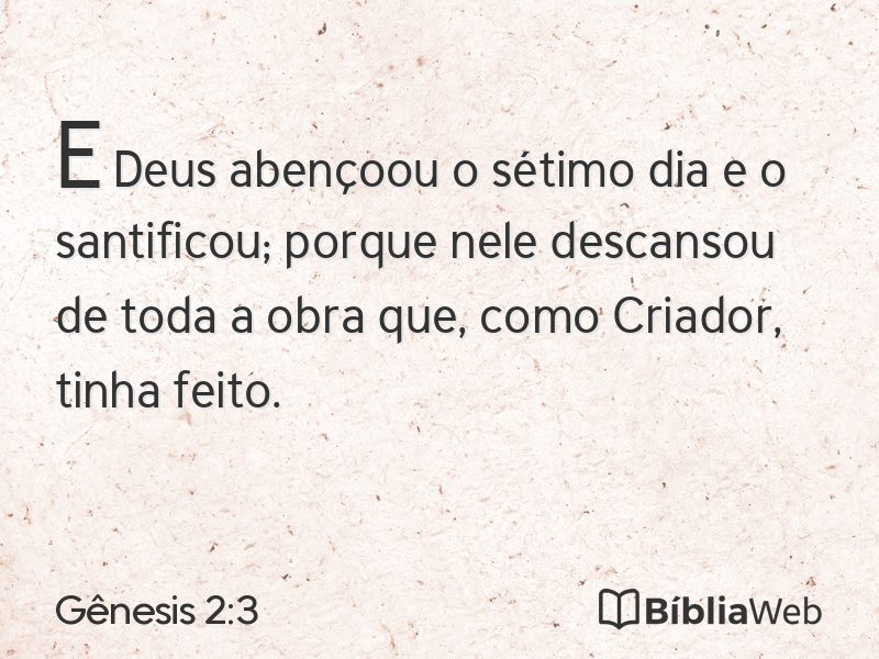 Gênesis 2:3 em imagem para compartilhar