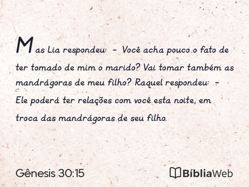 Gênesis 30:15 em imagem para compartilhar