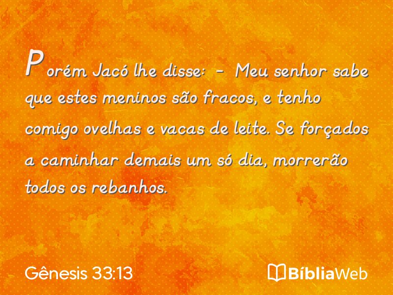 Gênesis 33:13 em imagem para compartilhar