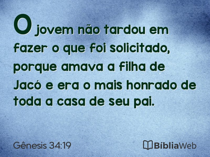 Gênesis 34:19 em imagem para compartilhar