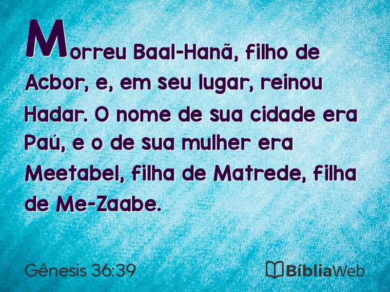 Gênesis 36:39 em imagem para compartilhar