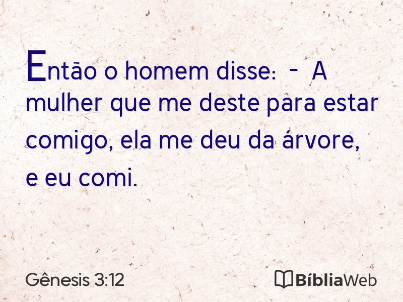 Gênesis 3:12 em imagem para compartilhar