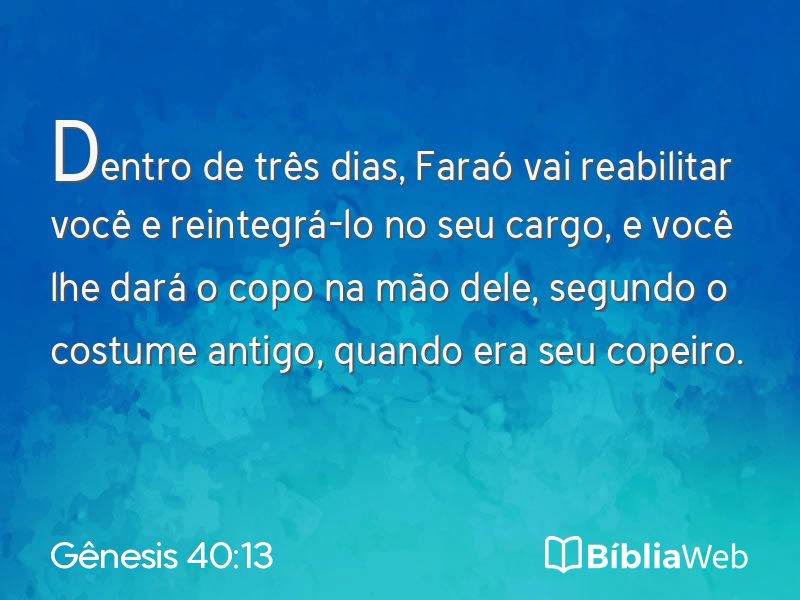 Gênesis 40:13 em imagem para compartilhar