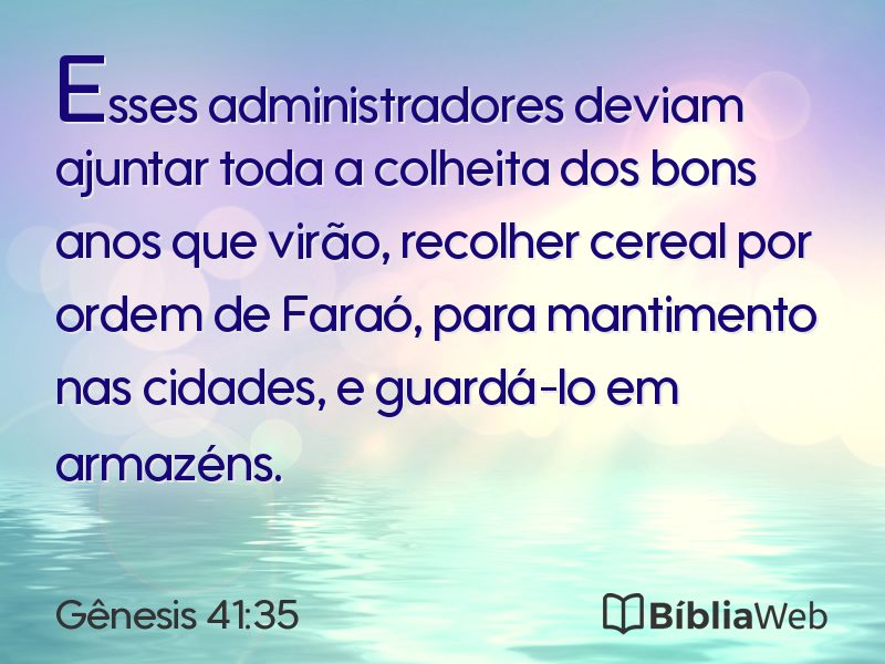 Gênesis 41:35 em imagem para compartilhar