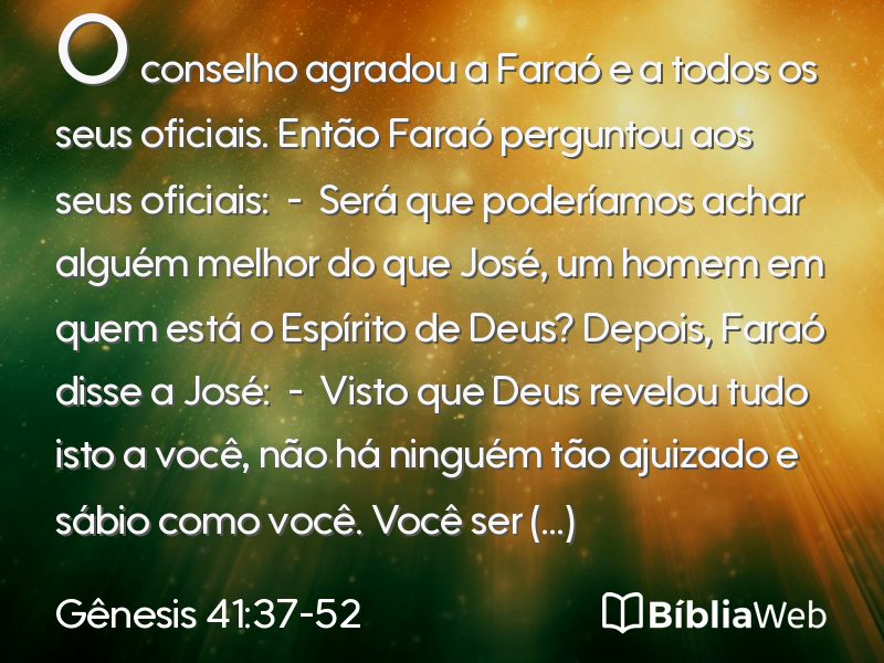 Gênesis 41:37-52 em imagem para compartilhar