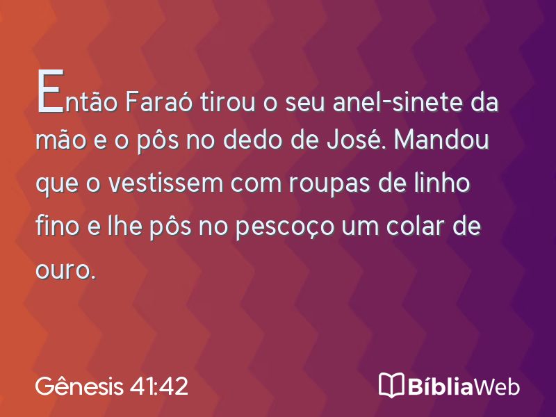 Gênesis 41:42 em imagem para compartilhar