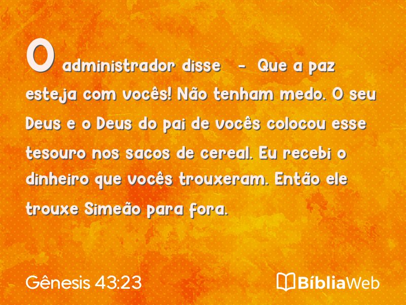 Gênesis 43:23 em imagem para compartilhar