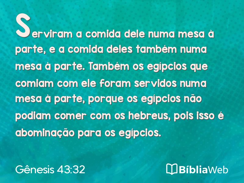 Gênesis 43:32 em imagem para compartilhar