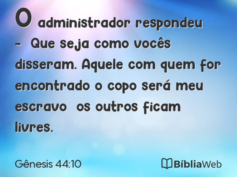 Gênesis 44:10 em imagem para compartilhar