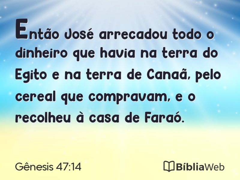 Gênesis 47:14 em imagem para compartilhar