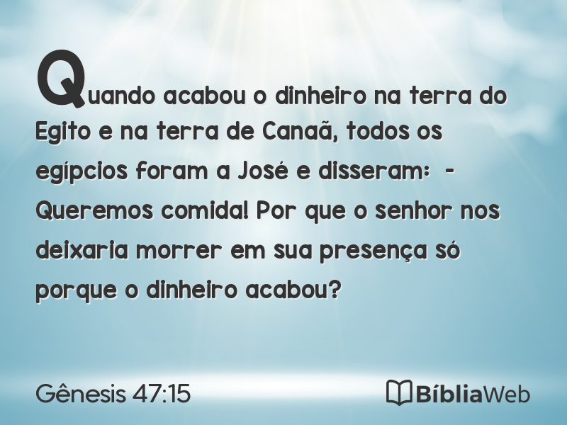 Gênesis 47:15 em imagem para compartilhar